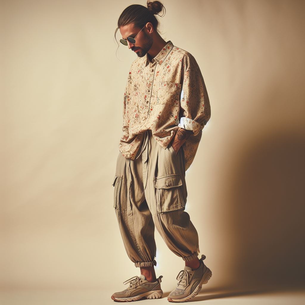 un hombre vestido con ropa boho chic para ir al trabajo